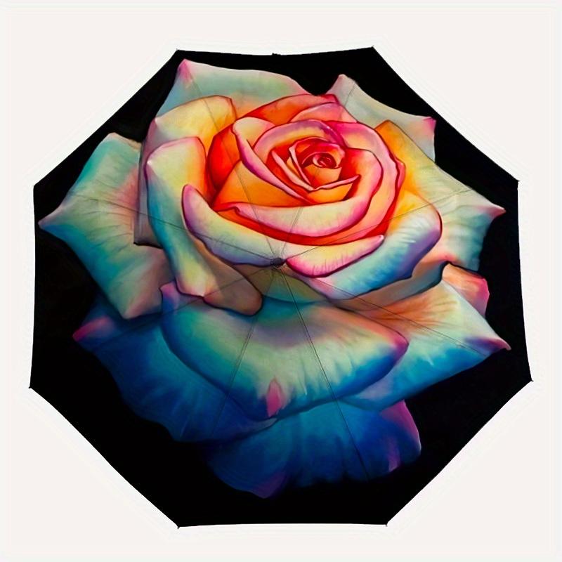

1pc Multicolored Rose Automatic Umbrella 8-Bone Design Compact Gear for Outdoor Travel, Perfect Holiday Gift yy250827034