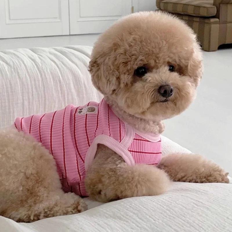 Striped Pet Vest Thin Teddy Bears Pomeranian Yorkshire Small Dog Cats Dogs Clothes Summer Puppy Clothes Dog Cooling Vest