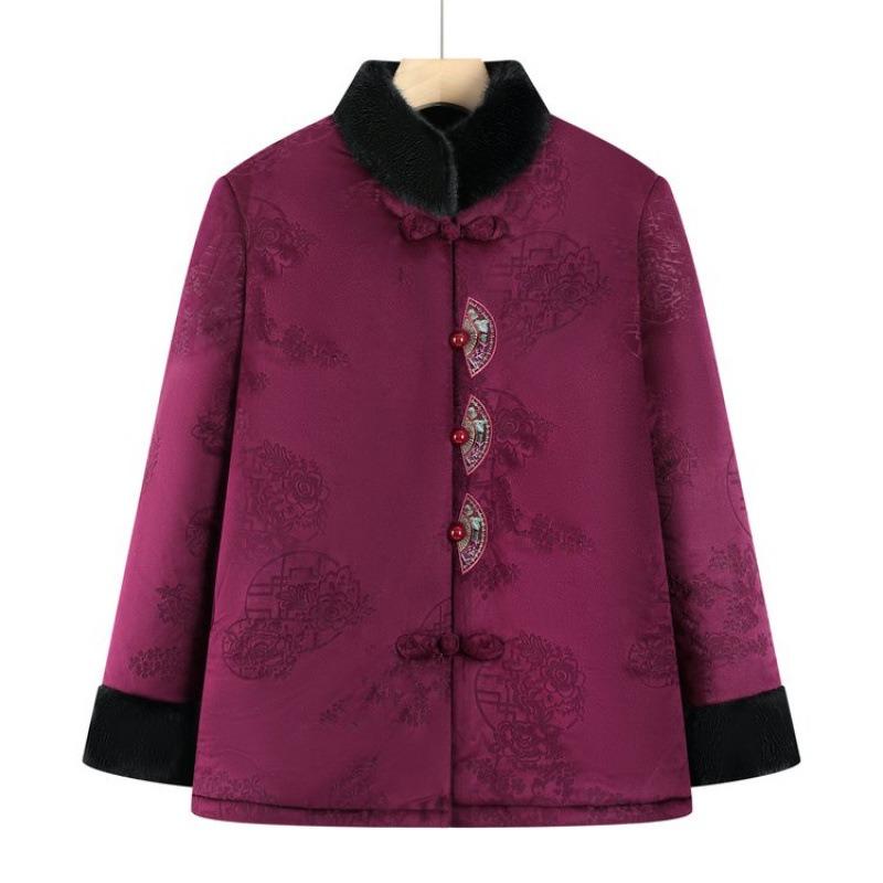 

Зимняя хлопковая одежда с подкладкой, набитые и утолщенные хлопковые куртки с подкладкой, хлопковая одежда для пожилых женщин, зимние теплые куртки, женские 5XL [recommended 150-80kg] фиолетовый