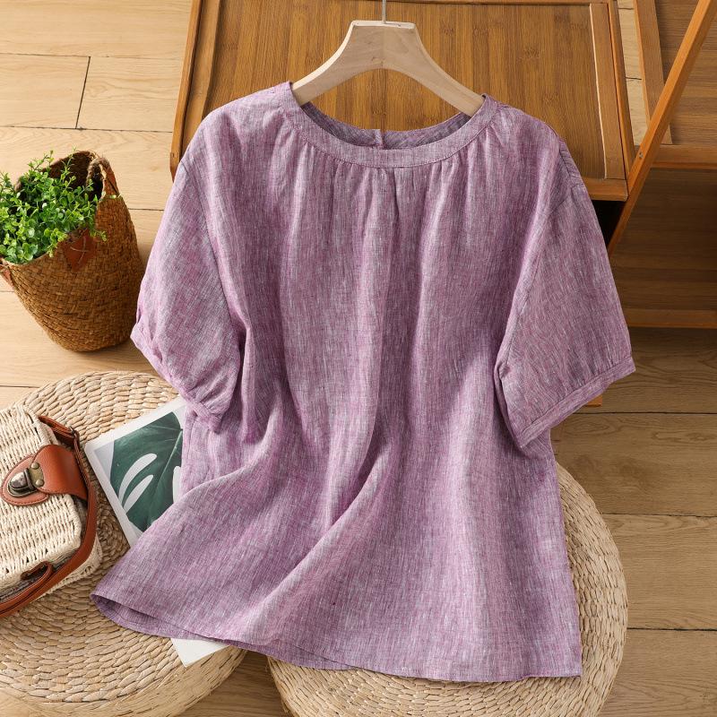 

Experience life s simple joys: Enjoy tea, admire flowers, and listen to rain in our color-woven fine hemp loose short-sleeve T-shirt. Medium фиолетовый