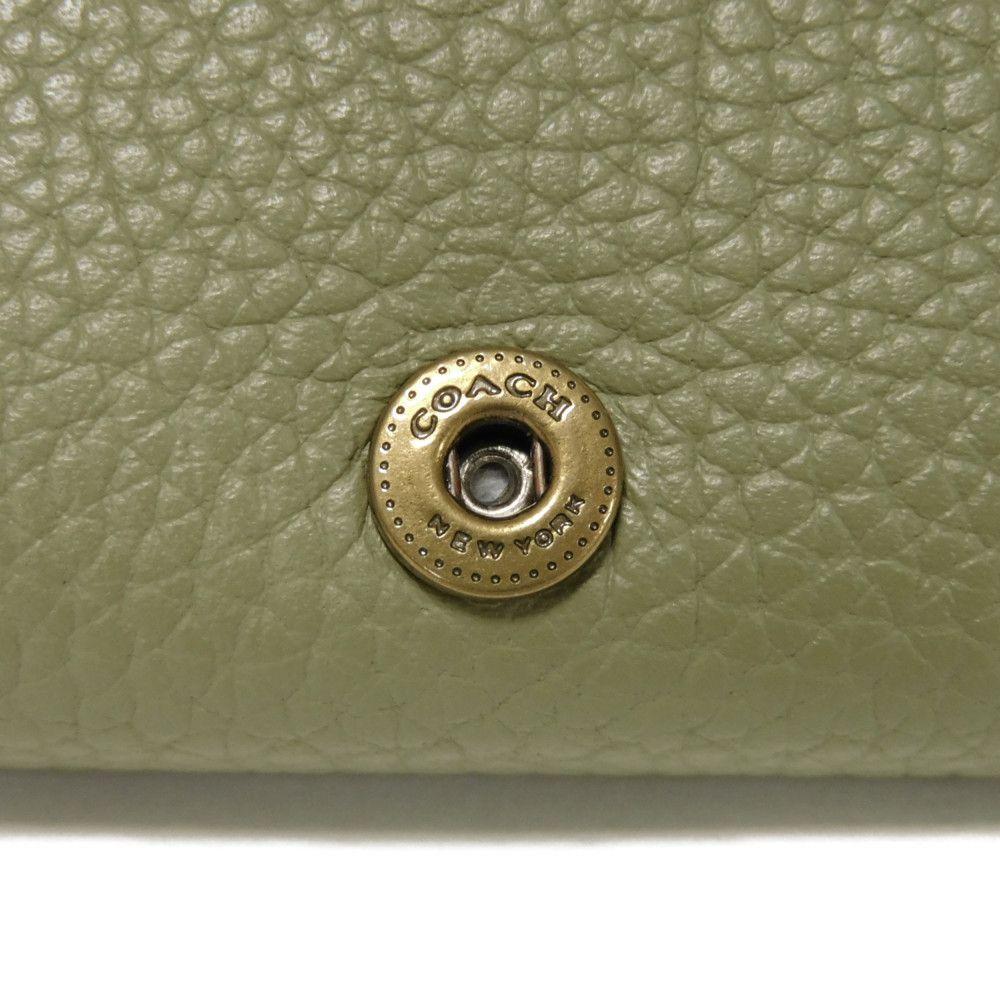 Used 9726 Mini Trifold Wallet CM437 7942 Current C Logo Khaki Green Polished Pebble Unused C Mark Moss Unisex from