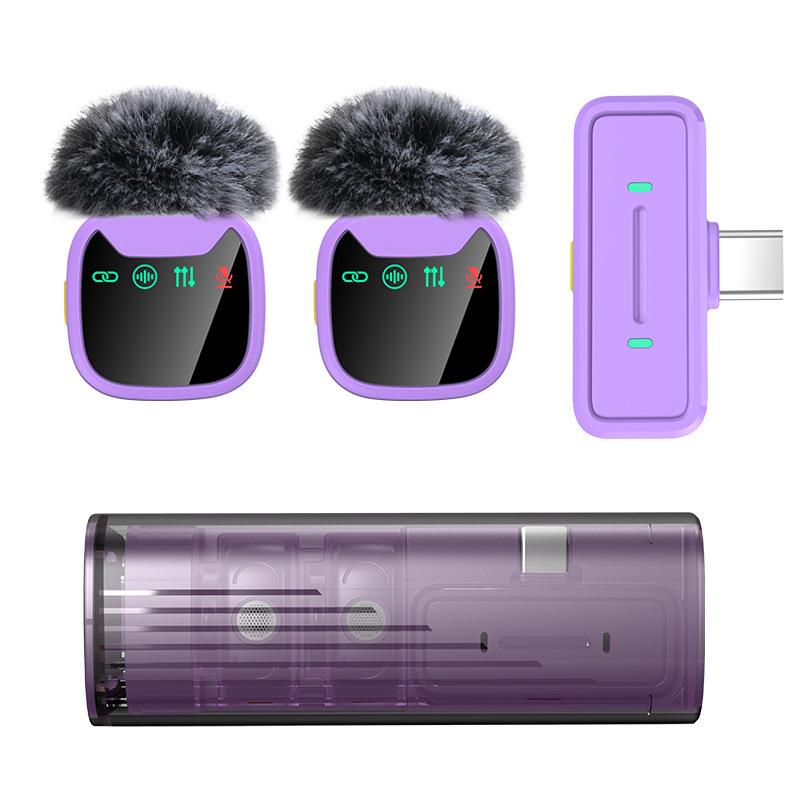 Mini Microfono Wireless Professionale con Custodia di Ricarica a Cassetto per IPhone Android Doppio Microfono Lavalier per Registrazione Video