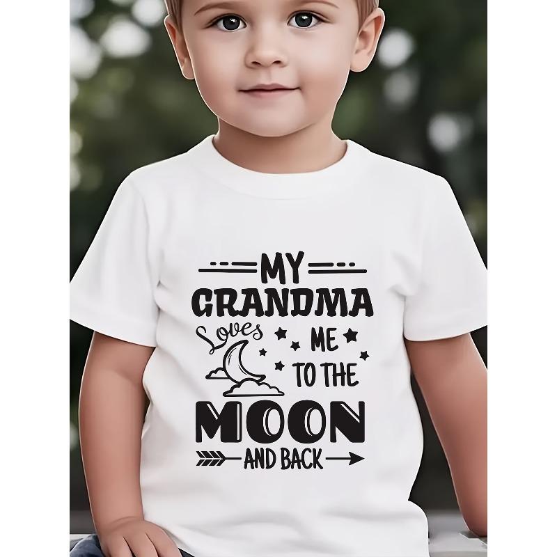 European Size Summer Boys Fashion Short-Sleeved My Grandma Me To The Letter Element Series Print Outdoor Casual Top