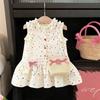 Dress Baby Girl Heart Shaped Button Colorful Polka Dot Bow Dress Send Bag