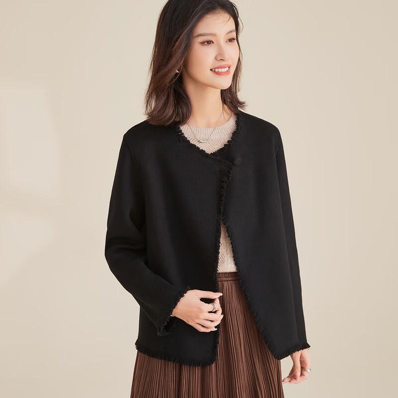 

Women s Elegant 100% Wool Double-Faced Short Coat L