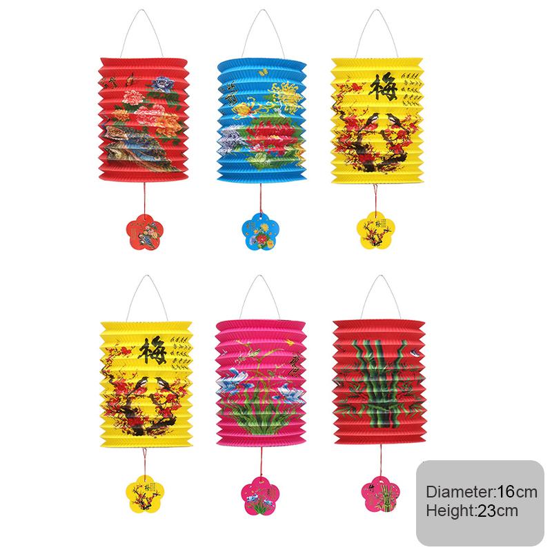 10/12pc Traditional Mid-autumn Festival Hanging Paper Lantern Folding Organ Design Chinese Style Festival Decor Portable Lantern