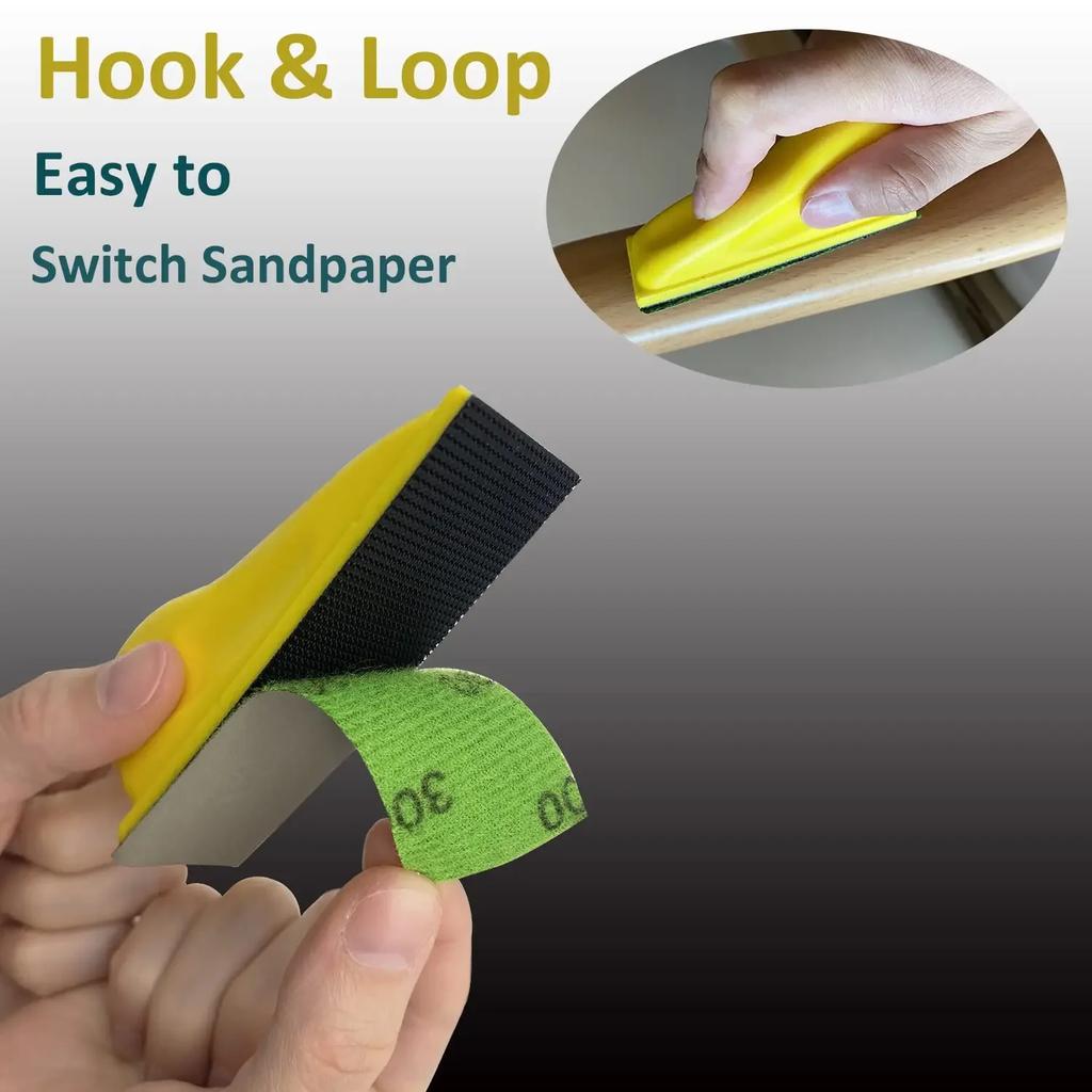 3.5”x 1” Mini Sandpaper Kit with Hook and Loop Sanding Block 71 Pcs Assorted 400/600/800/1000/1500/2000/3000 Grits for Polishing
