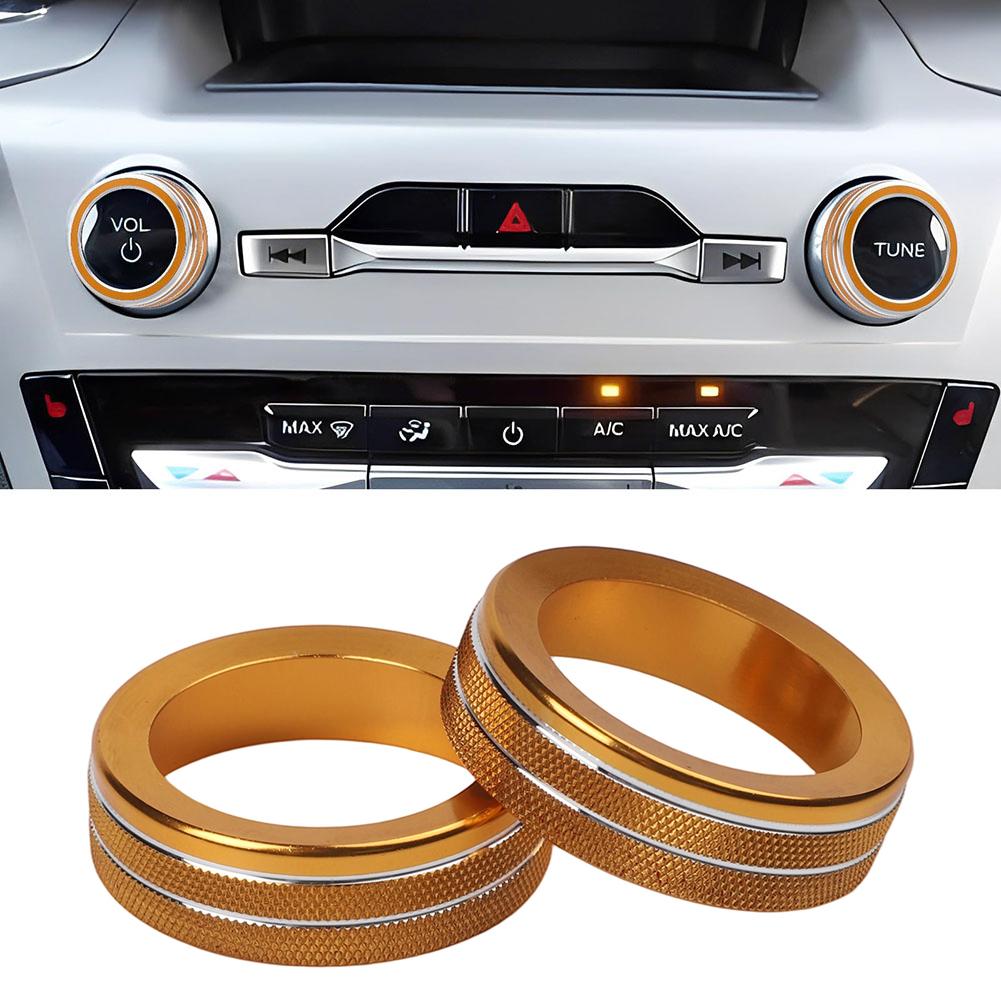 2PCS Aluminum Center Console Volume Tuning Knob Switch Trim Ring Protective Cover For Ford For Explorer 2020-2025 Auto Accessory