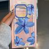 Elegant Blue Flower Lily Print Phone Case For Samsung Galaxy A36 A33 A55 A34 S25 Ultra S24 FE S23 S22 S21 Plus Soft Clear Cover