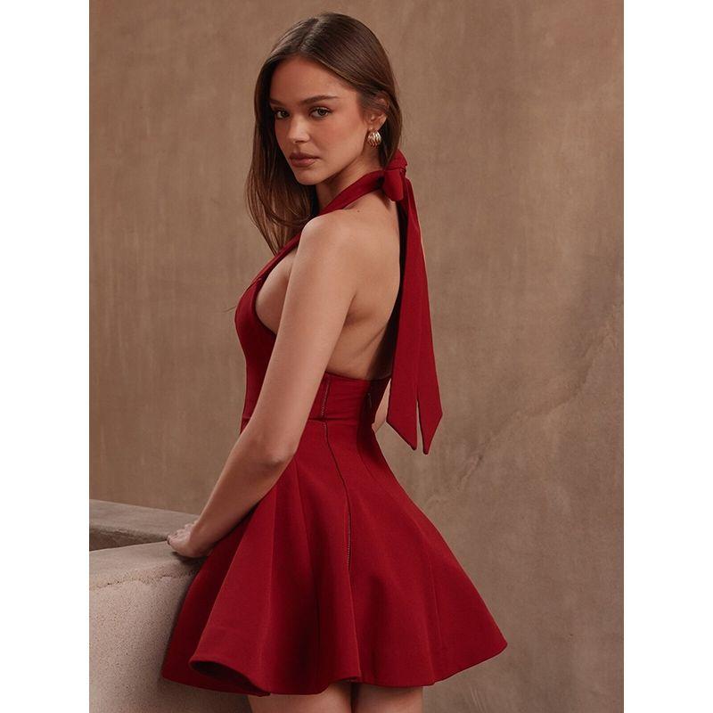 Love in Romania House Same Style Pure Desire Princess Style Slim fit Slimming Strap Hanging Neck Dress Guest dresses