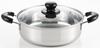 Yoshikawa Shallow Glass Stainless Flame CookLook II Made in Japan SJ2186 Double-Handled Pot, 24cm, 3.5L, Lid, Steel, IH/Direct Compatible, Series,