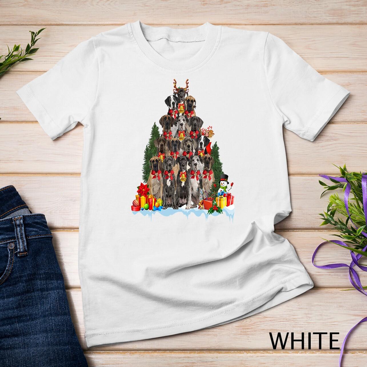 Christmas Pajama Great Dane Xmas Tree Gifts Dog Dad Mom Unisex T-Shirt Mens Womens Tees Top S