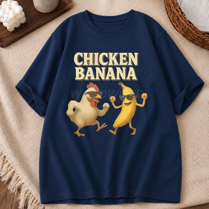 Unisexs Funny Chicken Banana Graphic T Shirts Fashion Casual Tops Unisex Funny Chicken Banana Design Unisexs Unisexs Tshirt Tops