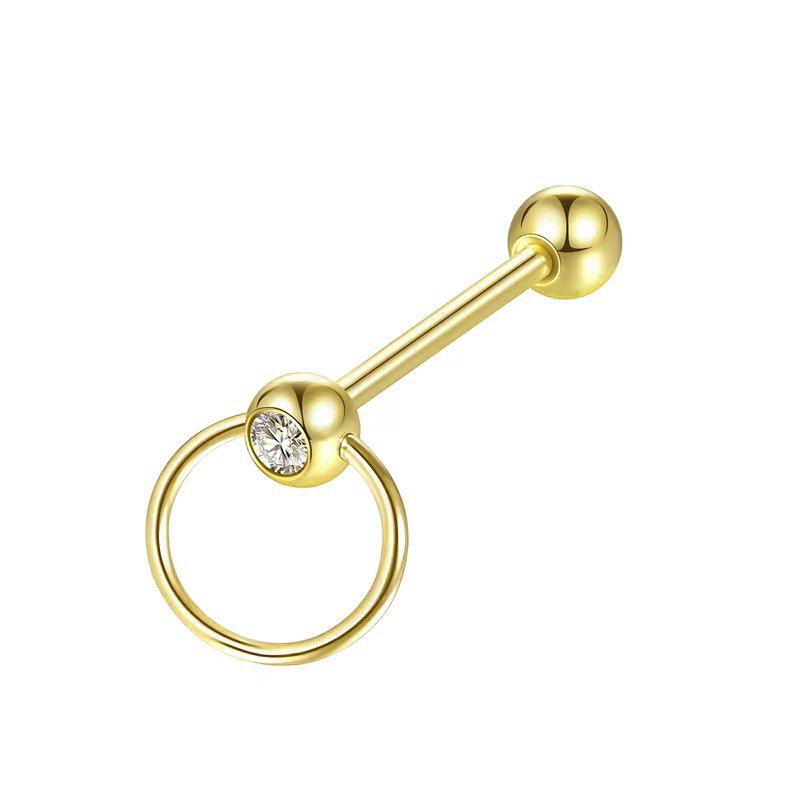 European/American Stainless Steel 14G Frosted Love Tongue Ring Set - New Body Piercing Jewelry