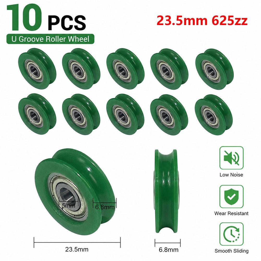 10Pcs Nylon POM Bearing Pulley Stainless Steel Rubber-Coated Pulley for Doors Windows