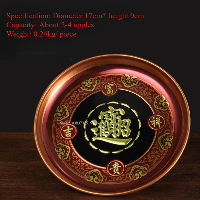 7/9 Inch Alloy Painted Lotus Flower Offering Buddha Fruit Tray Indoor/Temple Worship Buddha/Religious Decoration Offering Dish