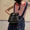 Chain backpack, Xiaoxiangfeng Y2K sweet and cool Spice Girl 2023 new mercerized leather high-end black backpack bag for women