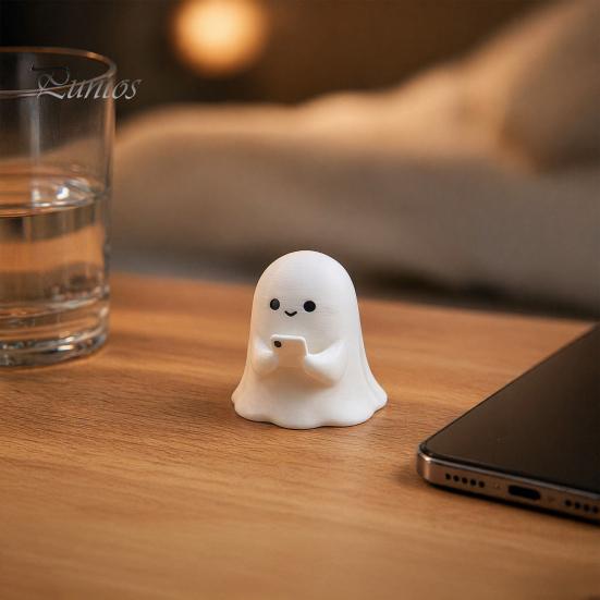 Halloween Desk Decorations 3D Printed Ghost Figurine, Cute Spooky Resin Statue, Funny Desktop Tray Decorative for Scenes Decor, Tabletop Centerpiece
