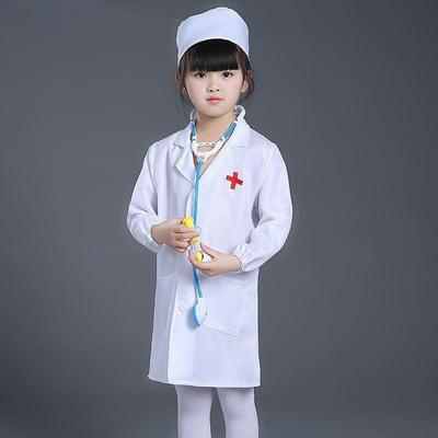 Kids' White Lab Coat for Doctor & Nurse Role-Play, Kindergarten June 1st Performance Costume