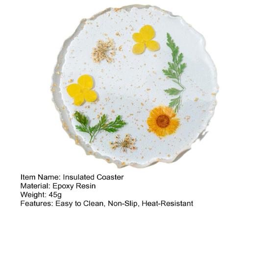 Real Dried Flowers Coaster Heat-Resistant Home Kitchen Transparent Cup Mat for Resin Handmade DIY Decor Unique
