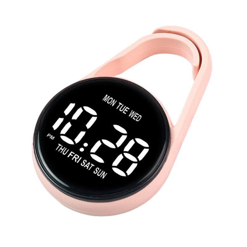 Touch Control Digital Pocket Watch Keychain Clip For Students Accurate Time LED Display Electronic Clock Accessories