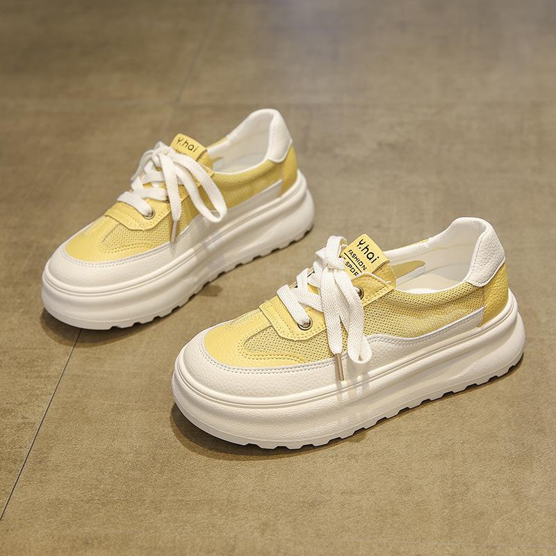 Internet celebrity leather thick-soled breathable little white shoes women's summer new 2025 versatile comfortable soft-soled sports and leisure shoes