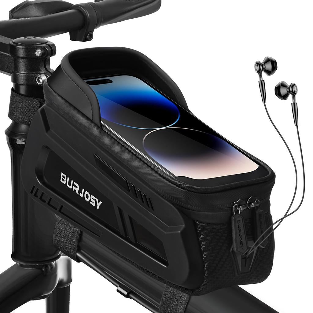 BURJOSY Waterproof Bicycle Bag with TPU Touch Screen Sun Bicycle Smartphone Bicycle Accessory Compatible with Cell Phones Under 7 Inches & Visor,