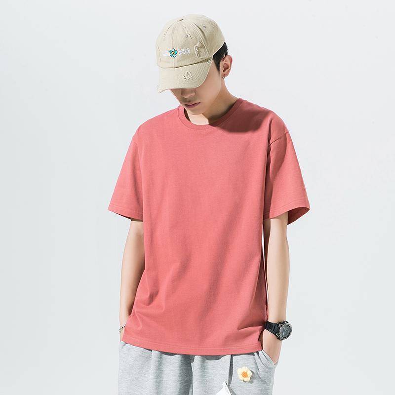 Letní Kulatý Výstřih Jednobarevné Krátký Rukáv Tričko Pánské Volné Ležérní Všestranné Svetr Bavlna Tričko Top