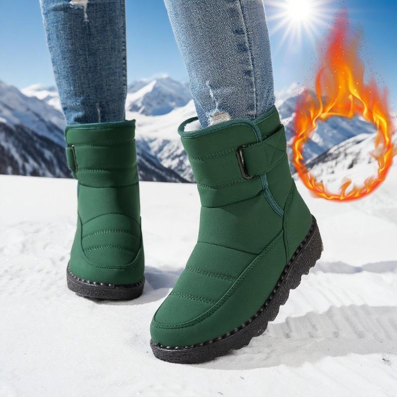 Medium Tube Warm Snow Boots Women's Velcro Outdoor Non-slip Waterproof Women's Boots Thickened Cotton Shoes