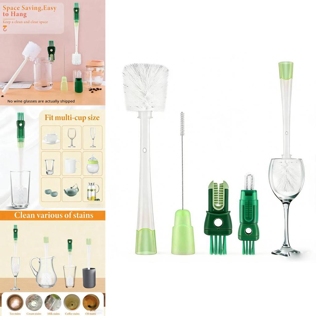 Five In One Kitchen Cup Cleaning Brush With Long Handle And Soft Head For Easy Use