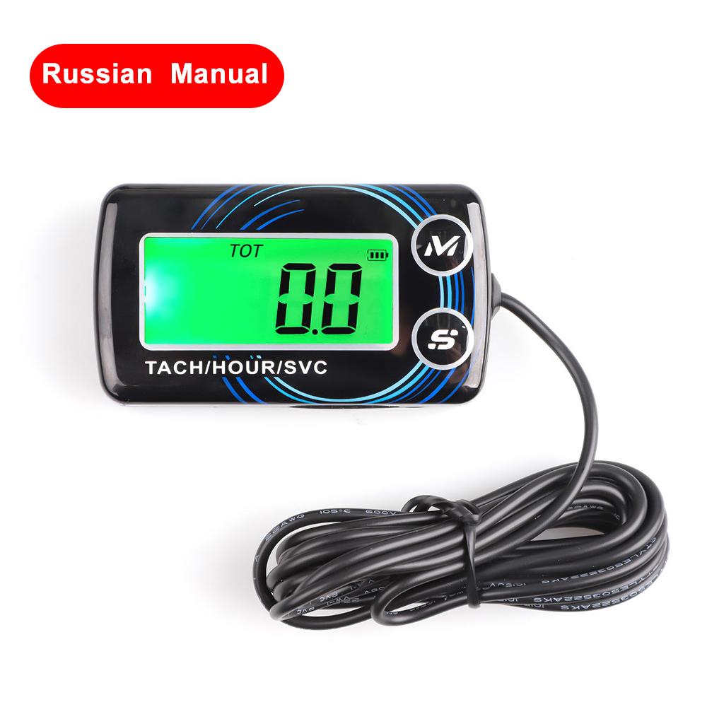 Kebidumei Inductive Tachometer Hour Meters Gauge Alert RPM Engine Hour Meter Backlit Resettable Tacho for Motorcycle Lawn Mower