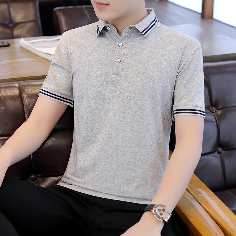 

Мужская деловая рубашка поло Футболка Мужская повседневная рубашка поло с коротким рукавом XXXXL серый