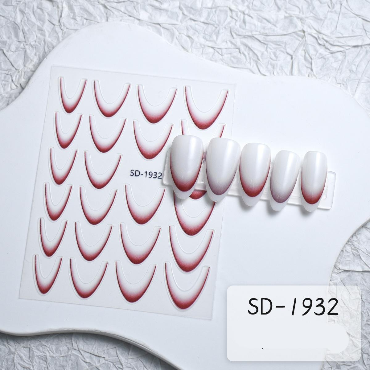 

1 шт. градиентные наклейки для французского дизайна ногтей, черно-белые самоклеящиеся слайдеры, трафареты для маникюра, направляющие для самостоятельного декора ногтей 1PCS красный