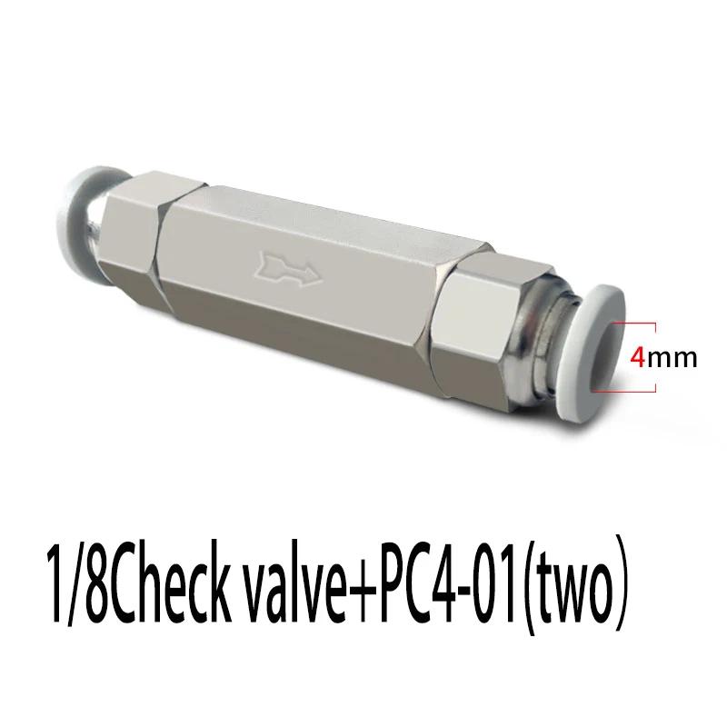 Air Check Valve for 6mm/8mm/10mm OD Hose 1/4' Brass One-Way Single-Check Valve for Air Gas Compressor Pipe Fitting Adapter