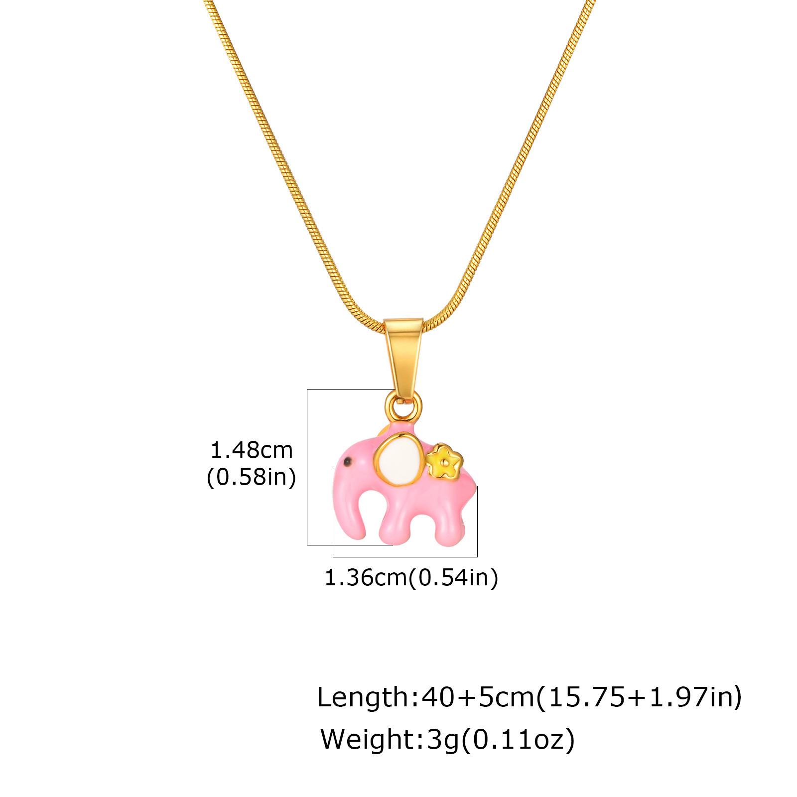 Милое животное Женское ожерелье, Нержавеющая сталь, Капающий слон Жираф Подвеска Ожерелье 2328