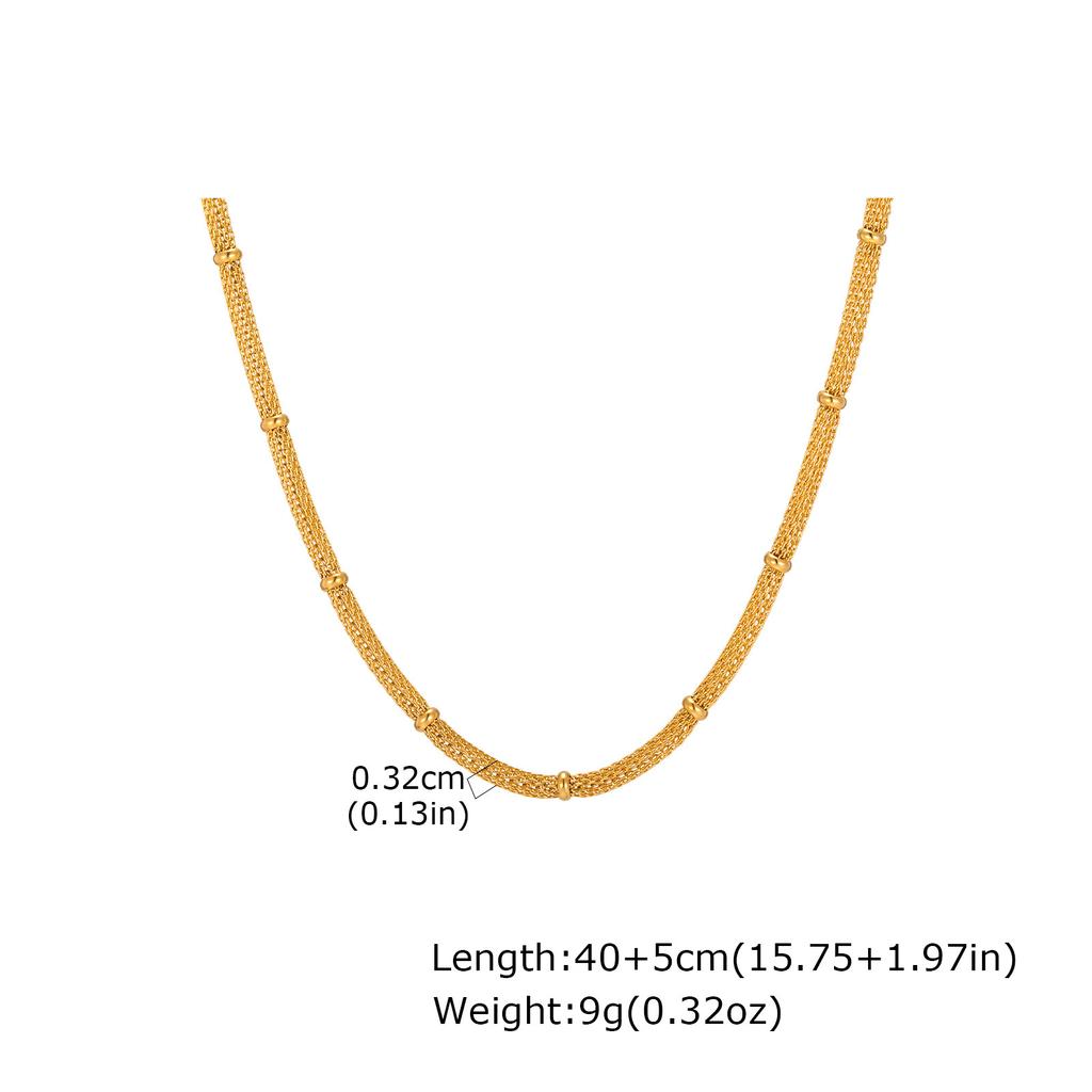 Women'S Fashion Niche Simple Mesh Bead Chain Necklace Bracelet 18K Gold Nc-2490