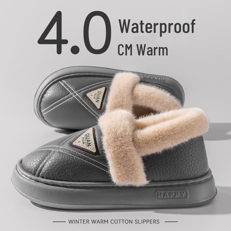 

Мужские водонепроницаемые зимние тапочки 2025: Хлопковые туфли на толстой подошве с флисовой подкладкой и защитой от запаха для ношения на улице 42-43 (fits 41-42 foot)