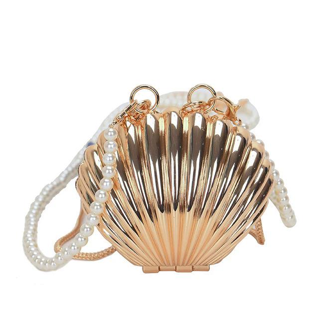 2024 New Summer Lipstick Bags For Women Fashion Pearl Mini Purse Crossbody Bag High Quality Gold Shell Bag Designer Shoulder Bag