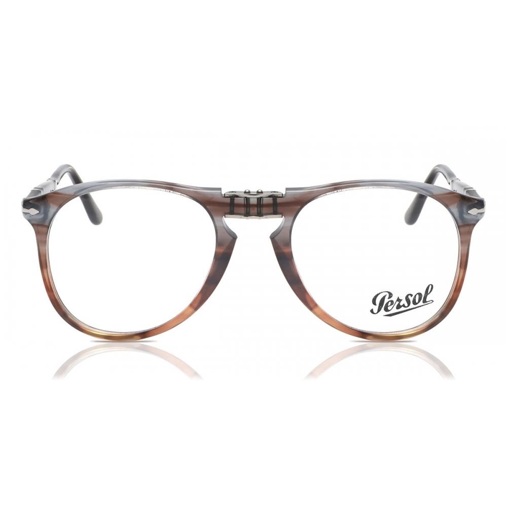 

Persol Po9714vm 1137 Men Eyeglasses Grey Striped Brown/52-20-140