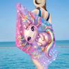Rainbow Unicorn Fantasy Beach Towel, Super Soft Microfiber, Gift for Her/Him, Birthday, for Pool, Beach, Travel, Home Decor Fan Gifts
