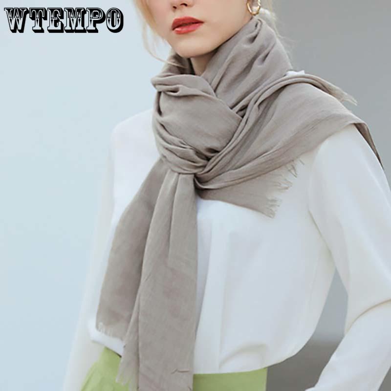 WTEMPO Solid Color Simple Casual Versatile Scarves Long Sun-protective Scarf Shawls Outdoor Beach Soft Scarves Holiday Festive Gift Scarves