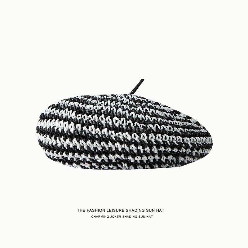 Vintage Beret Cap Fashion Women Casual Straw Weaving Beret Hat for Women French Spring Summer Retro Beanie Caps Hot Solid Color