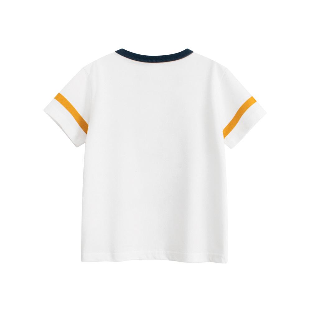 27kids Korean Style 2025 Summer Dinosaur T-Shirts for Boys - Short Sleeve Children's Tops