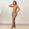 Robe Longue Ajustée à Strass pour Femme - Mode Europe & Amérique