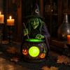 Gothic Home Decor Light Halloween Witch Lantern, Resin Tabletop with Warm Glow, Spooky Centerpiece Lantern Decoration for Shelf Desk