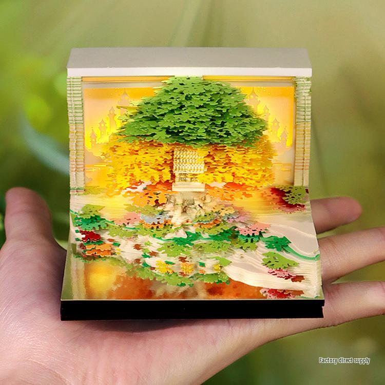 Flower Sea Tree Island Adventure Tree House with Lights: 3D Paper Art Calendar Gift and Romantic Decor Piece