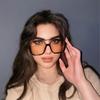 Double Beam Tea-Colored Sunglasses Retro Oversized Frames Transparent Black for Men and Women High-End Fashion