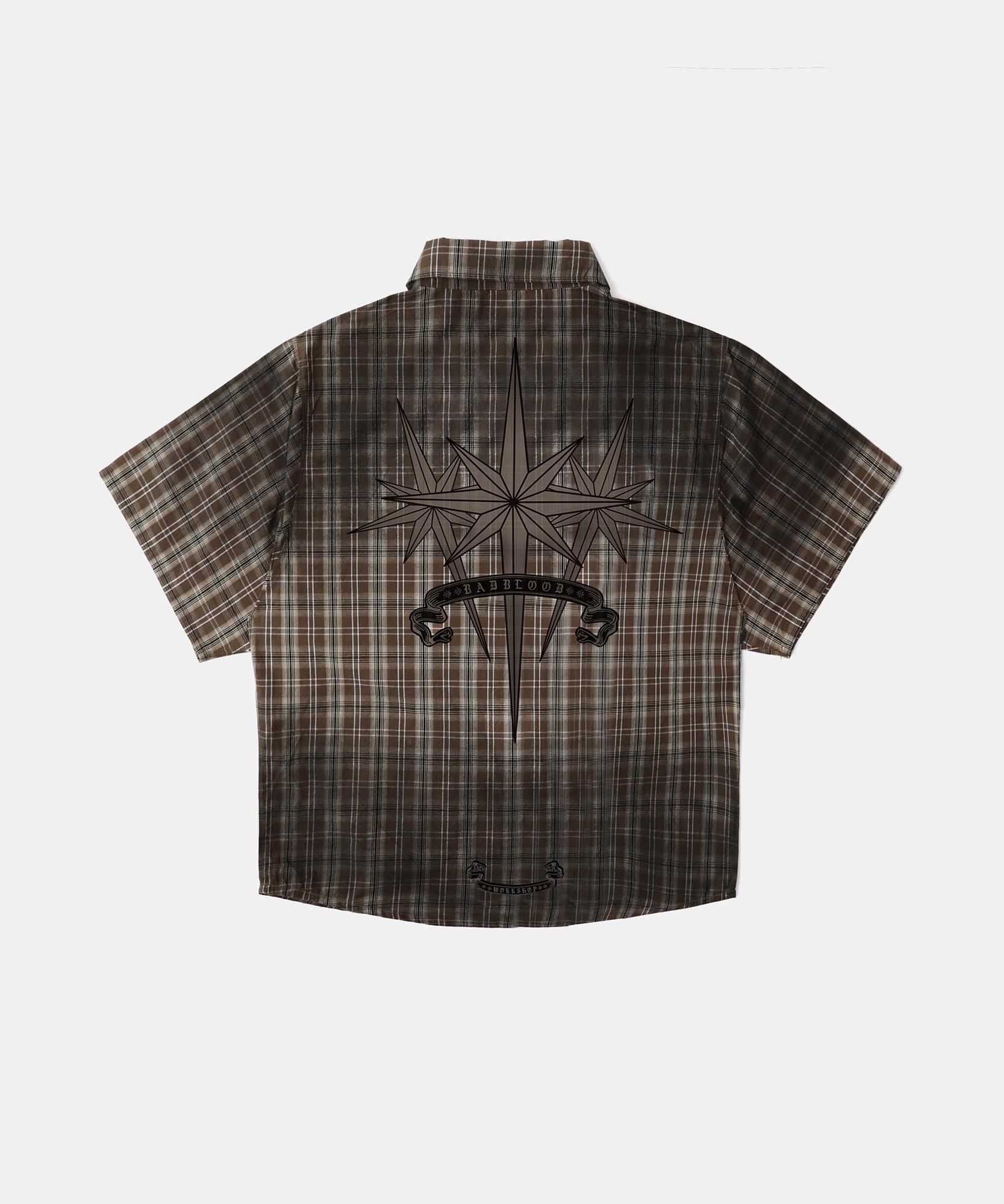 Bad Blood Cosmo Graphic Short Sleeve Shirt - Brown Check L