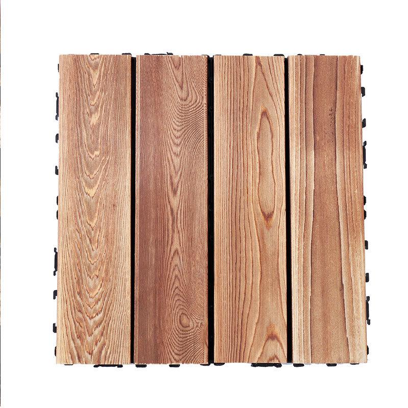 Anticorrosive Larch Solid Wood Interlocking Deck Tiles for Balcony/Garden