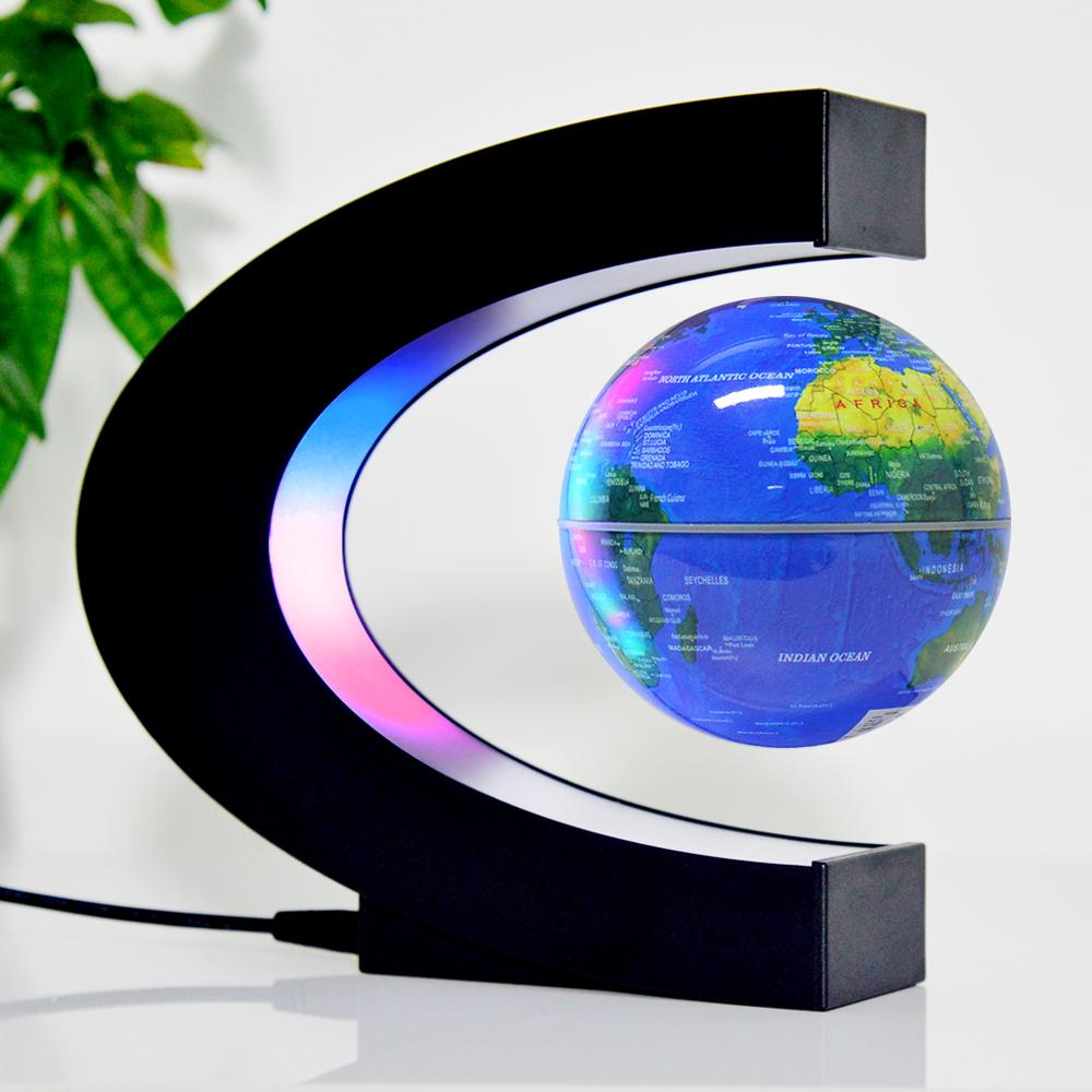C Plastic Desktop Earth World Map Globe Spinning  Magnetic Levitating Magnetic Floating Globe for Kids Educational Decor